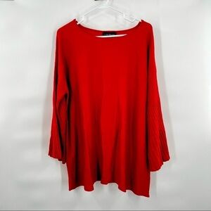 Lane Bryant long sleeve red sweater top size 14/16 boatneck wide sleeve